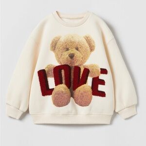 Zara Kids Cream Sweatshirt with Teddy Bear size 3 - 4 girl